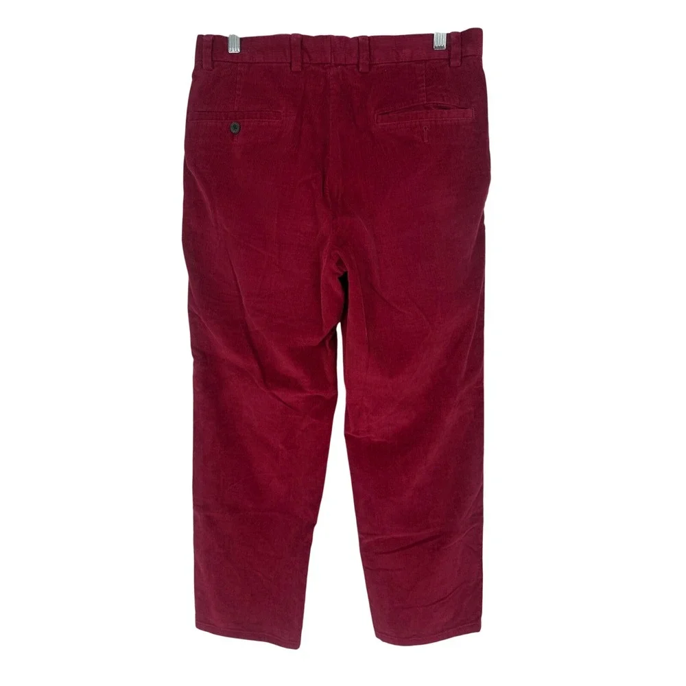Brooks Brothers Clark Corduroy Flat Front Pants Men W32 L30 Red Casual Chinos